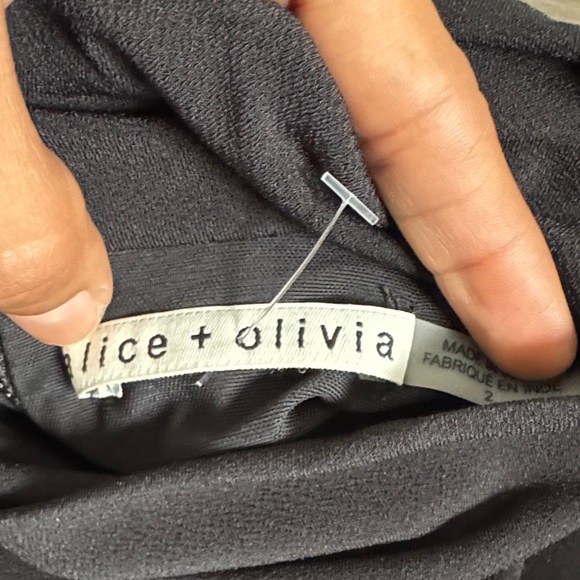 ALICE + OLIVIA Delora Embellished Shoulder cutout turtle neck mini Black Dress 2 - Picture 12 of 16